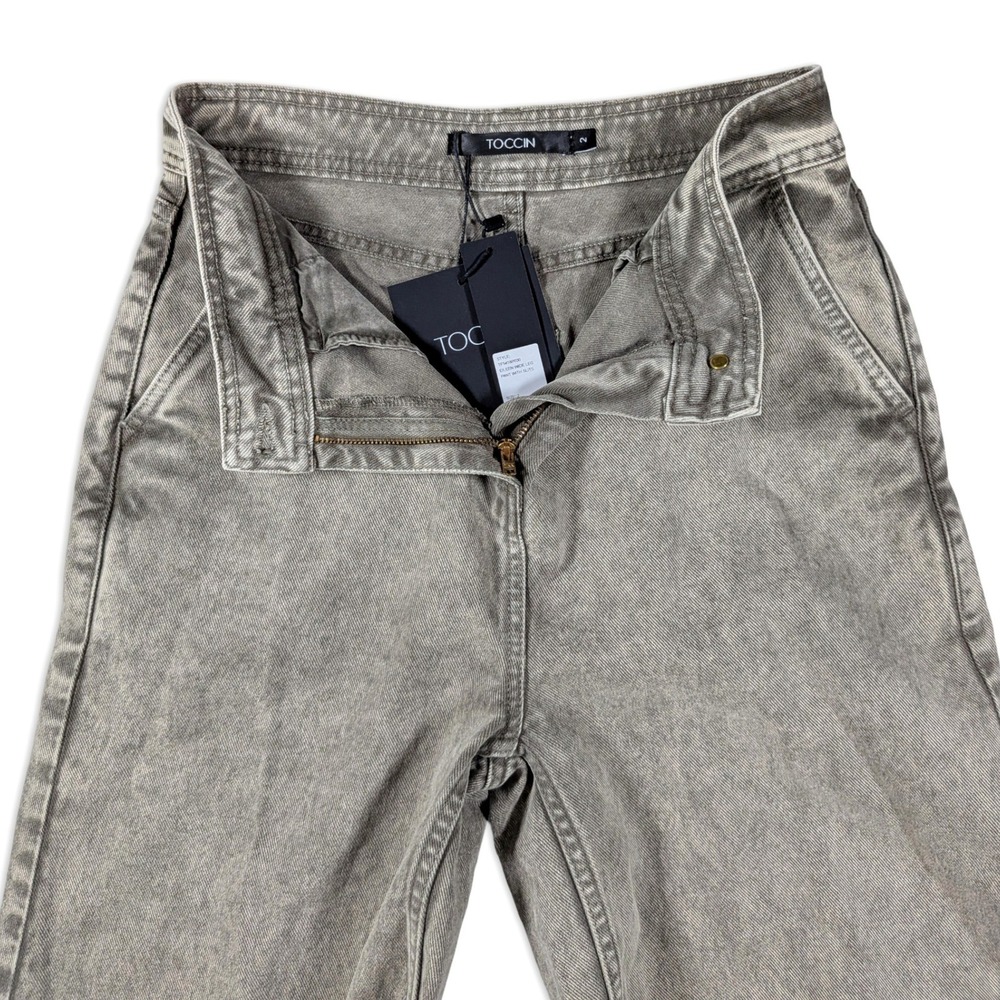 TOCCIN Eileen Wide Leg Denim Pants Desert Gray Side Slit Size 2 NWT $395 - Picture 6 of 14